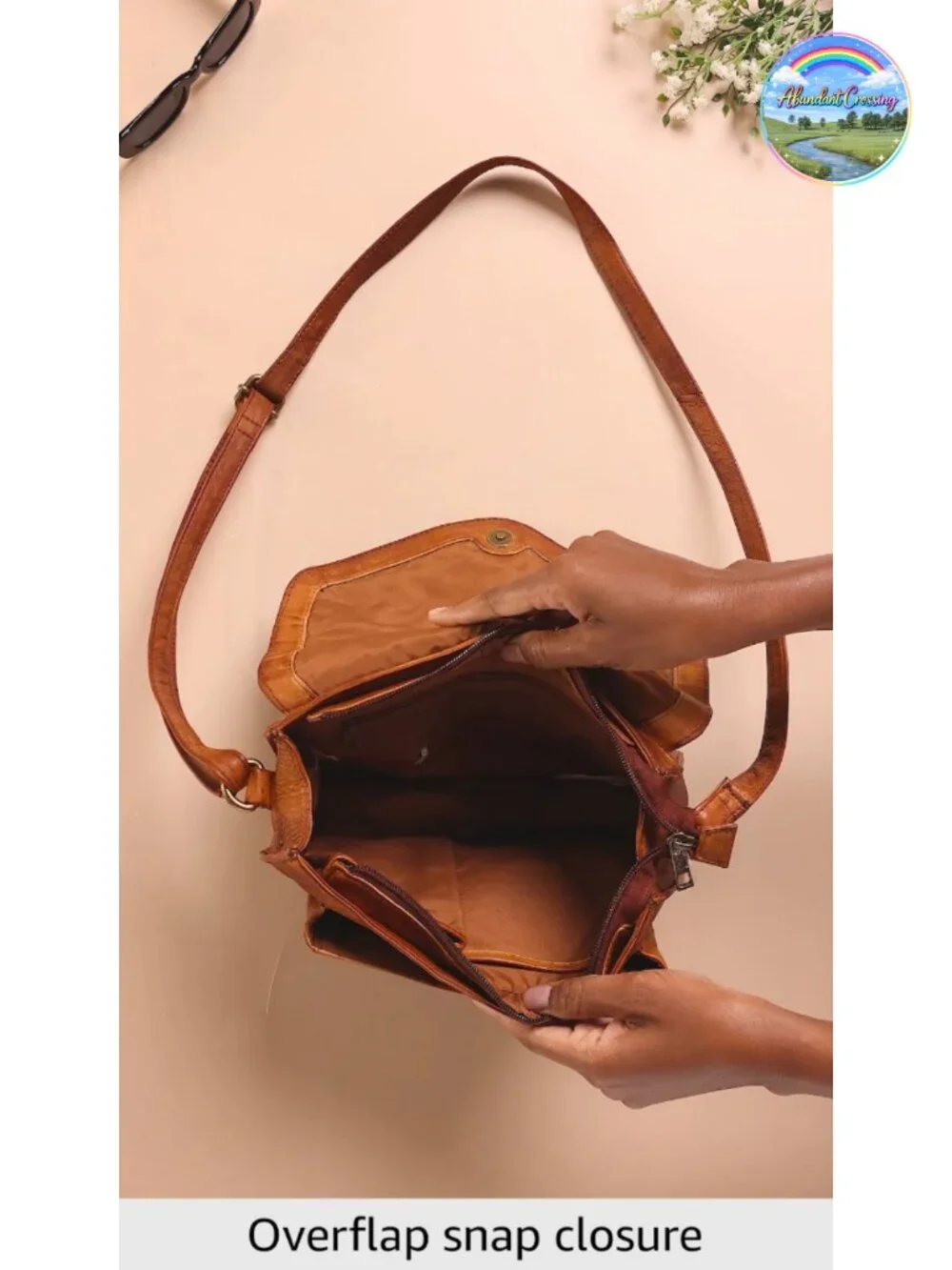 Genuine Leather Crossbody Purse for Women, Shoulder Bag with Adjustable Strap